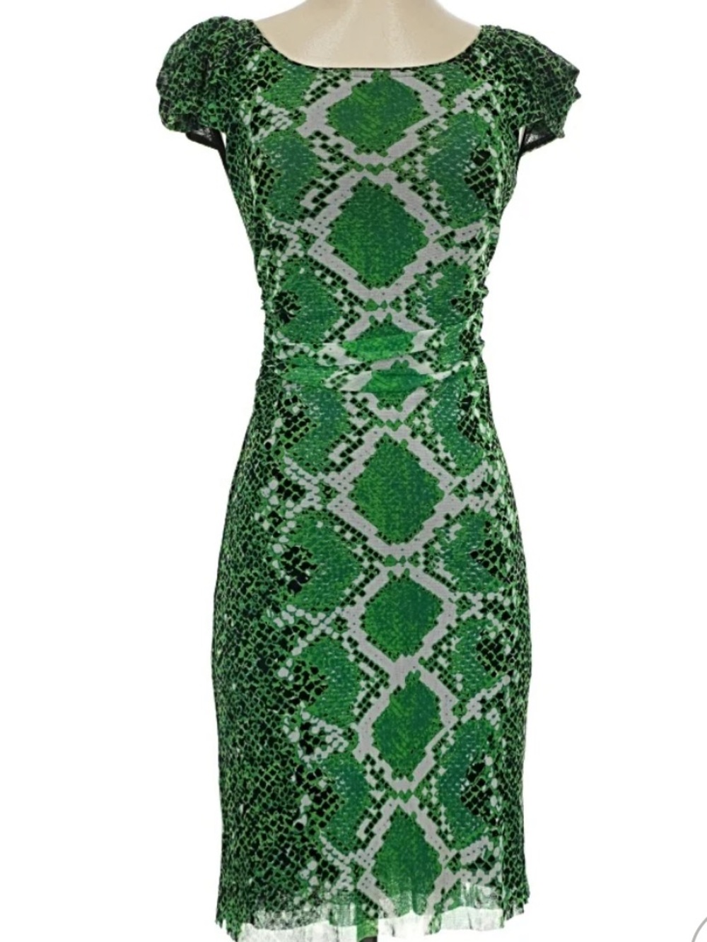 Kay Unger snake print mesh dress